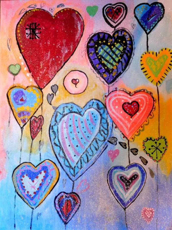 Colorful Heart Love Painting