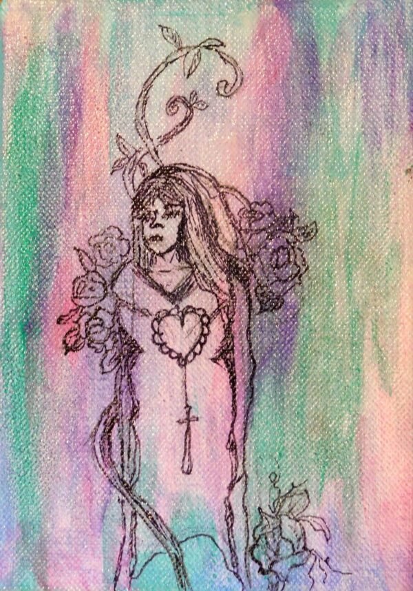 Watercolor Inspired Beautiful Love Lady Painting