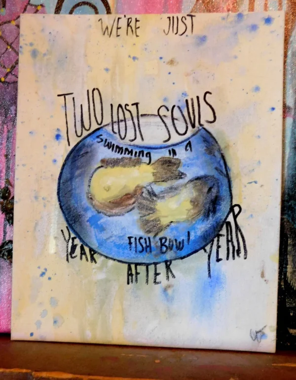 Two Lost Souls Fish Bowl Watercolor Inspired Acrylic Painting