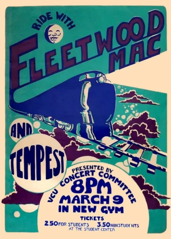 Fleetwood Mac 1973 Concert Poster 13"x19"