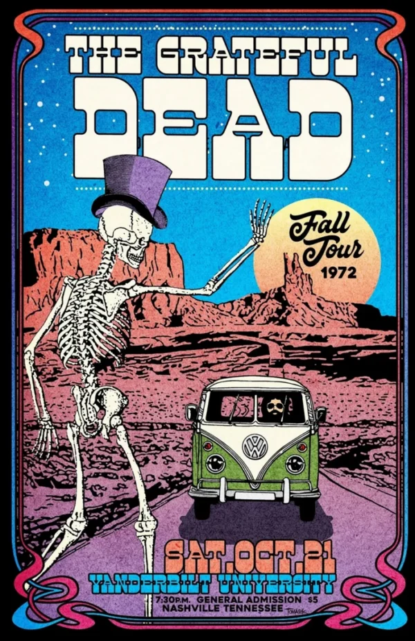 Grateful Dead 1972 Fall Tour Concert Poster  13"x19"