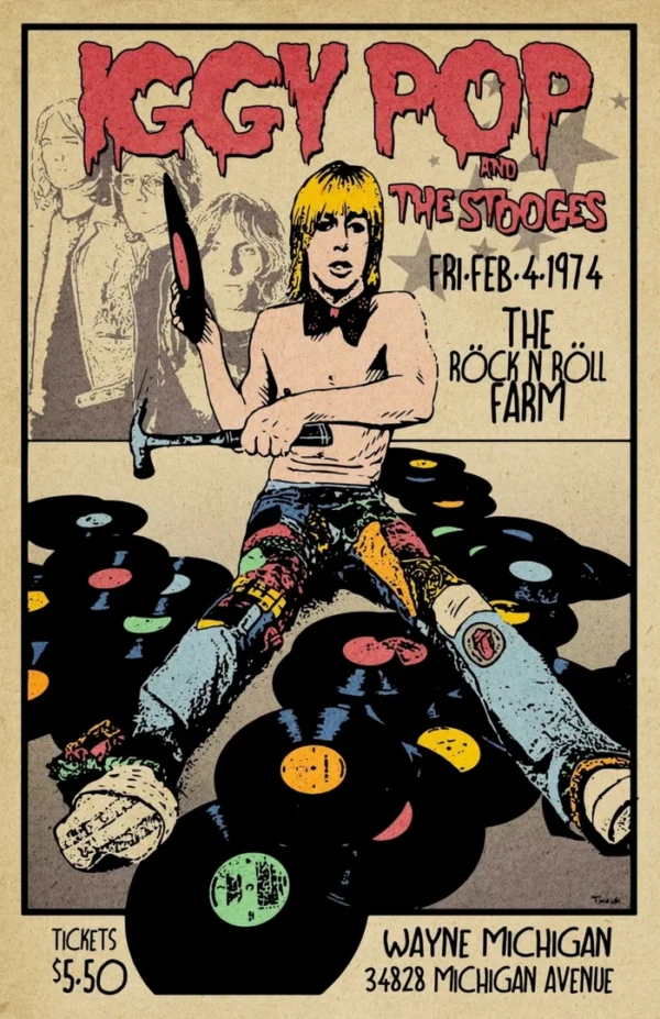 Iggy Pop & The Stooges 1974 Concert Poster 13"x19"