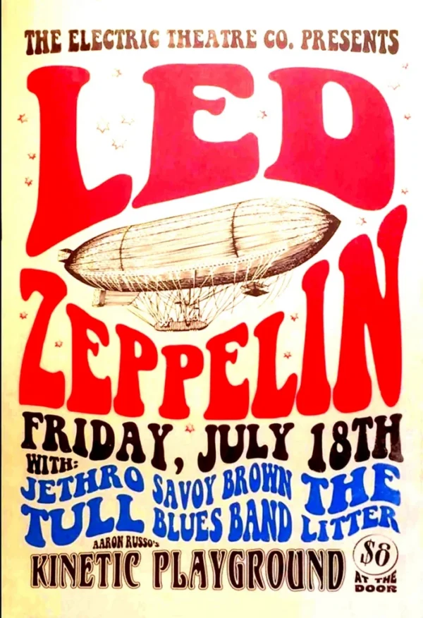 Led Zepplin 1969 Concert Poster 13"x19"